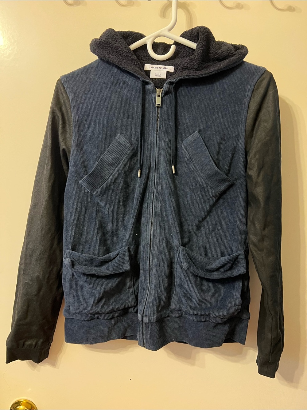 Lacoste Sherpa-Lined Bomber Corduroy Jacket Blue - Women's